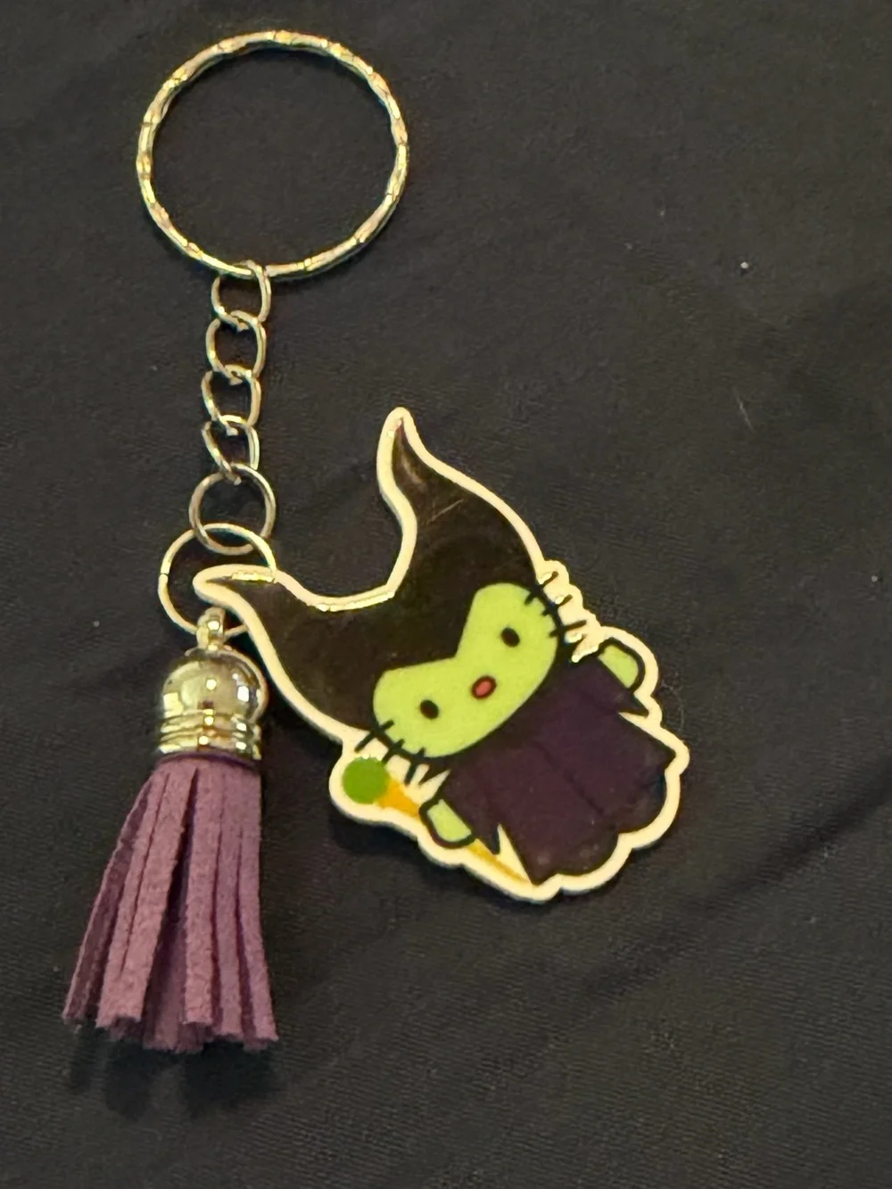 Purple Green Cartoon Tassel Keychain